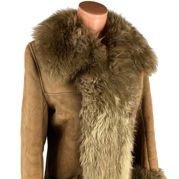 Genuine Shearling Sheepskin Penny Lane Leather Coat Made in Spain M-L - Picture 7 of 13